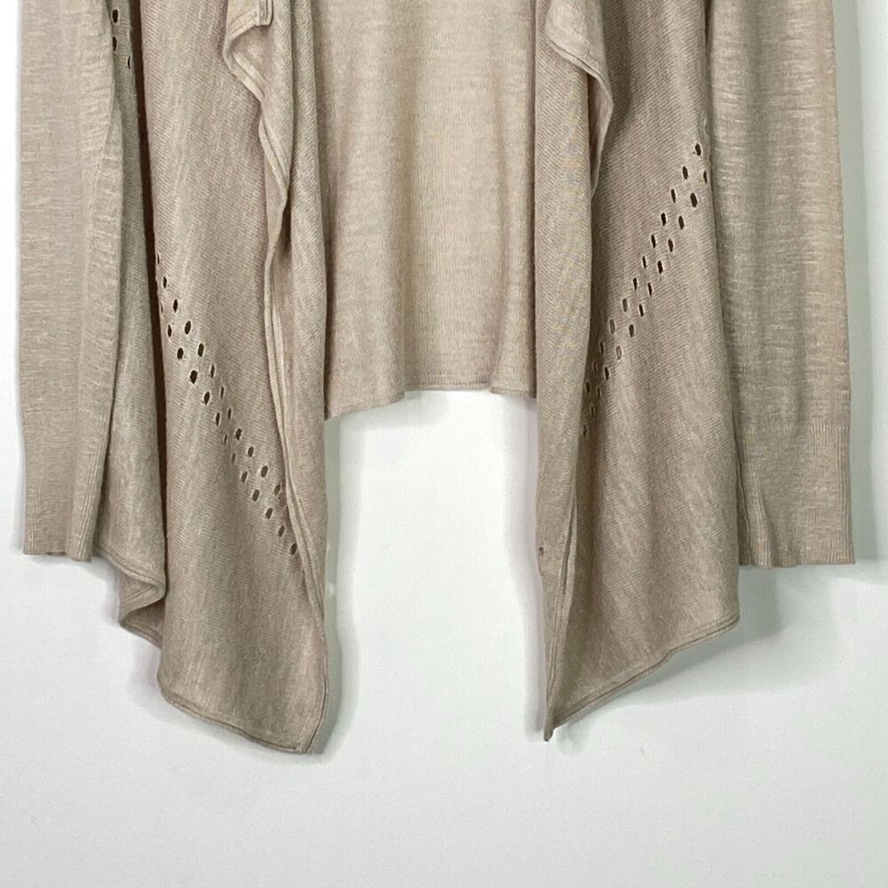 LOFT Open Front Cut Out Lightweight Ramie Cardigan Women's Size Medium - Picture 6 of 9